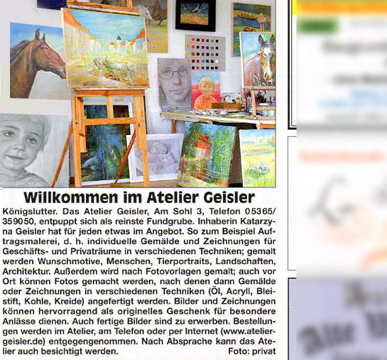 Atelier Geisler Zeitungsausschnitt