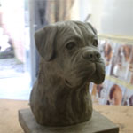 Boxer Hund Skulptur Statue Büste Portraitbüste